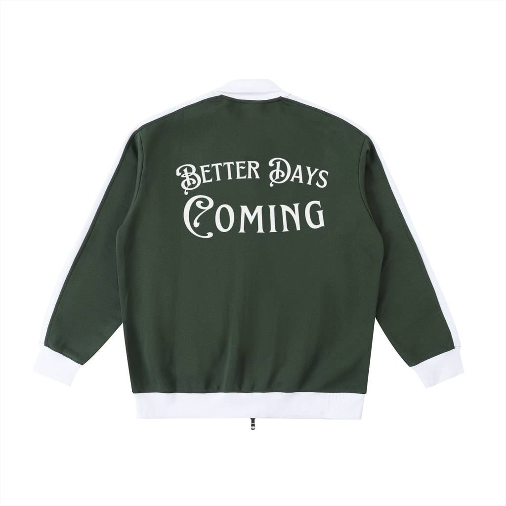Unisex Contrast Trim Stand Collar Jacket