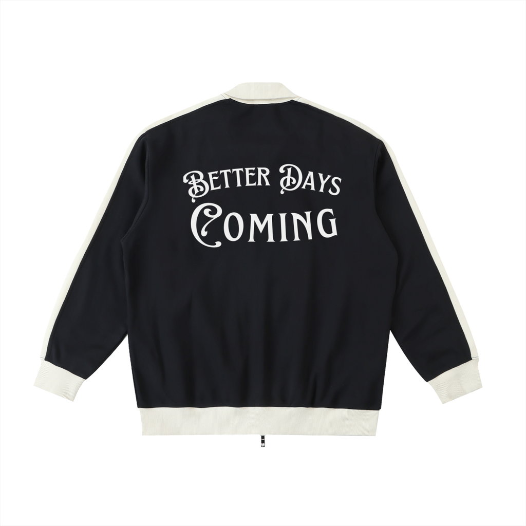 Unisex Contrast Trim Stand Collar Jacket