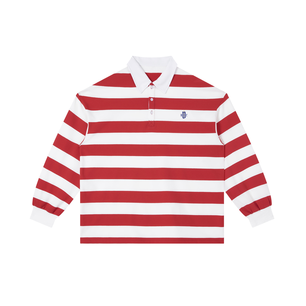 Unisex Color Block Stripe Polo Shirt
