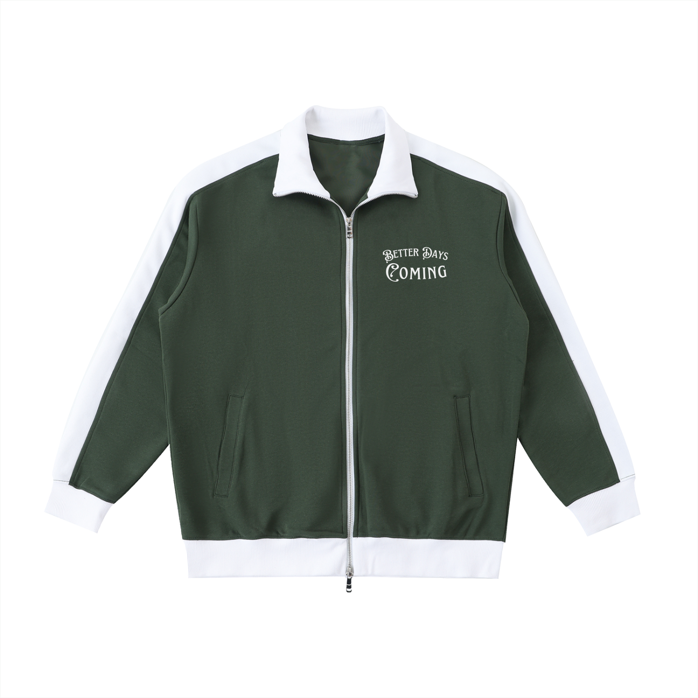 Unisex Contrast Trim Stand Collar Jacket