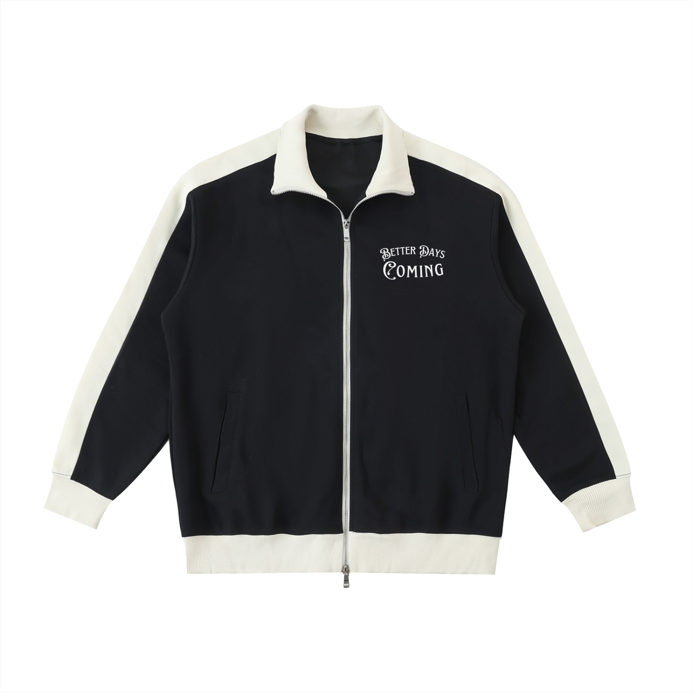 Unisex Contrast Trim Stand Collar Jacket