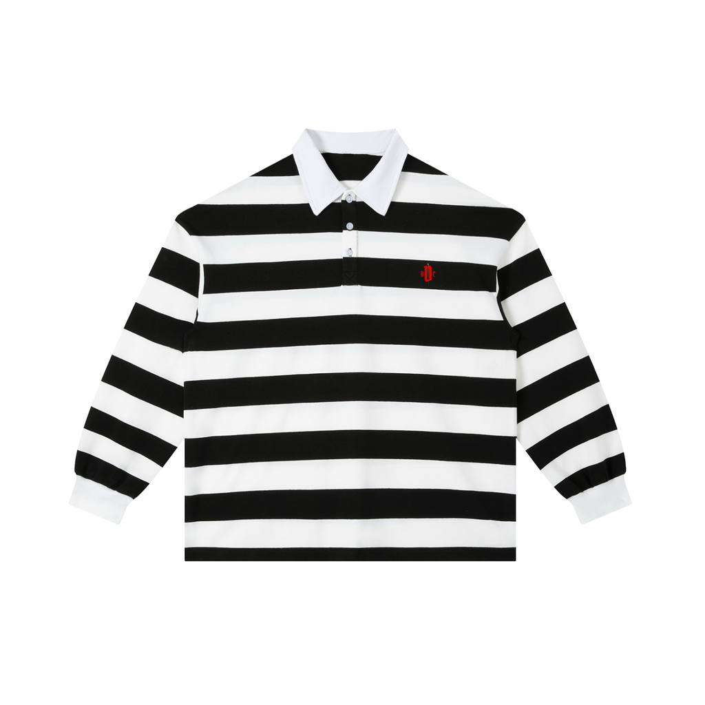 Unisex Color Block Stripe Polo Shirt