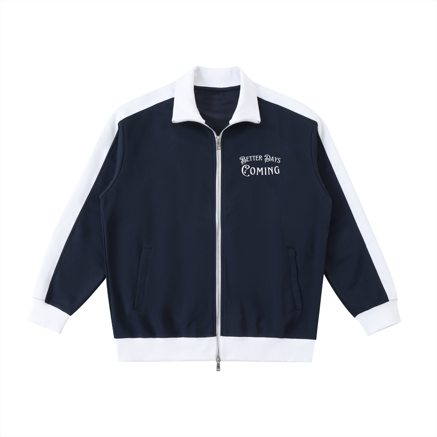 Unisex Contrast Trim Stand Collar Jacket